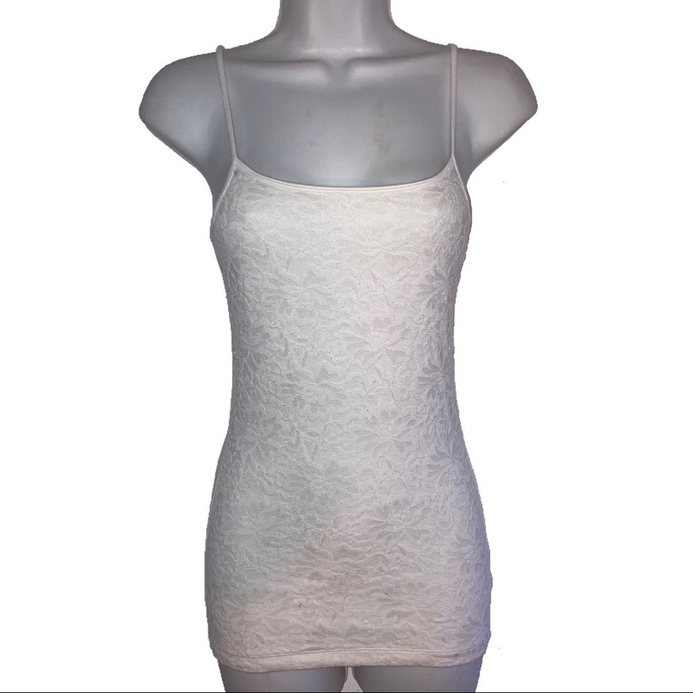 Aeropostale Lace Front Off White Tank Top XS